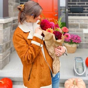 Old Navy Vegan Suede Sherpa Moto Jacket